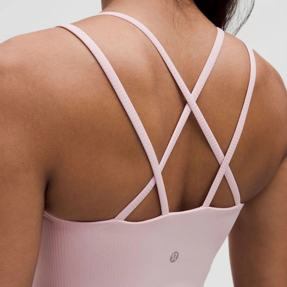 SOLD❌ Lululemon Like a Cloud Ribbed Longline Sports Bra Pink Haze Size 6 - Picture 3 of 10